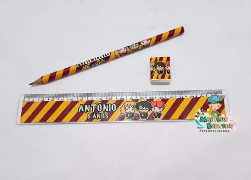 35 Kits Lápis, Régua e Borracha Personalizado Harry Potter