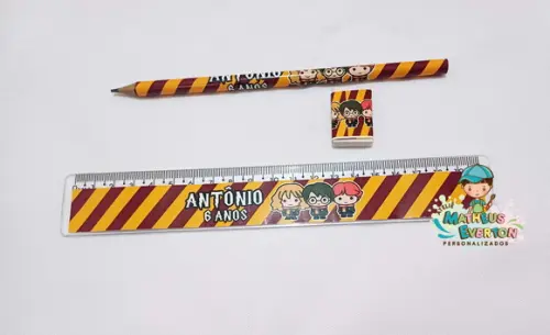 35 Kits Lápis, Régua e Borracha Personalizado Harry Potter