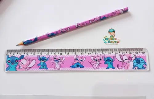 35 Lápis + 35 Réguas Personalizado Stitch
