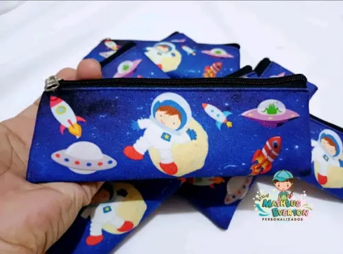 40 Estojos Slim Personalizado Astronauta Tamanho 19x7