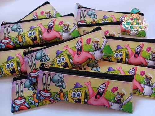 40 Estojos Slim Personalizado Bob Esponja Tam: 19x7cm