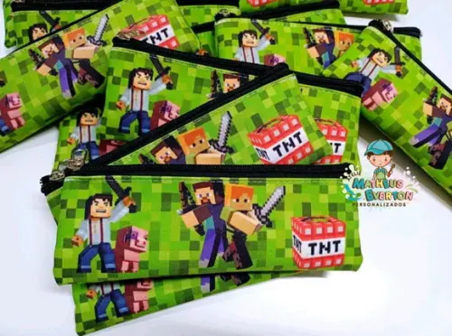 40 Estojos Slim Personalizado Minecraft Tamanho 19x7