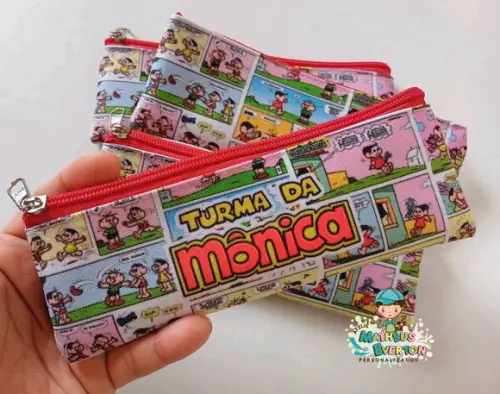 40 Estojos Slim Personalizado Turma da Mônica Tamanho 19x7
