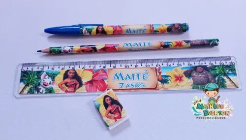 40 Kits Lápis, Caneta,regua e Borracha Moana