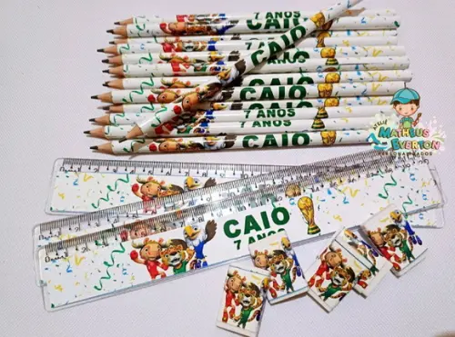 40 Kits Lápis, Régua e Borracha Mascote Copa do Mundo