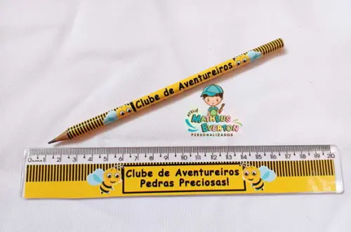 40 Lápis + 40 Réguas Personalizado Abelinha