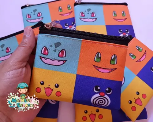 40 Porta Moedas Pokémon Tamanho: 10x12cm