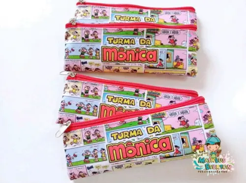 45 Estojos Slim Personalizado Turma da Mônica Tamanho 19x7