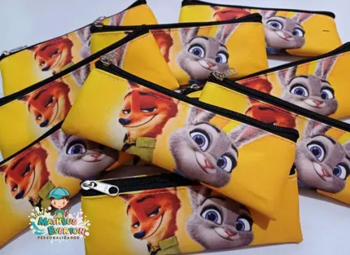 45 Estojos Slim Personalizado Zootopia 19x7
