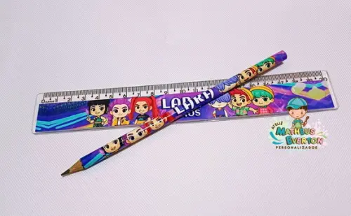 45 Kits Lápis e Régua Personalizado Guerreiras de K-pop Cute