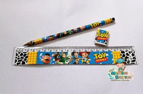 45 Kits Lápis, Régua e Borracha Toy Story