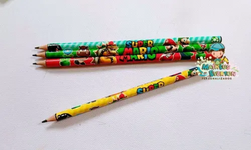 45 Lápis Personalizado Super Mario Bros