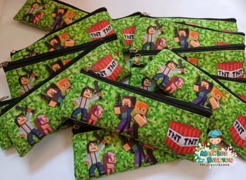 50 Estojos Slim Personalizado Minecraft Tamanho 19x7