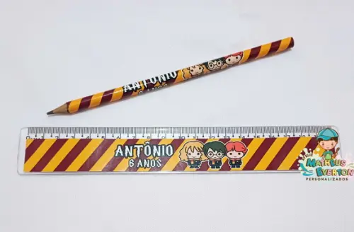 50 Kits Lápis e Régua Personalizado Harry Potter