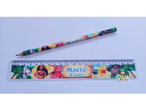 50 Kits Lápis e Régua Personalizado Moana