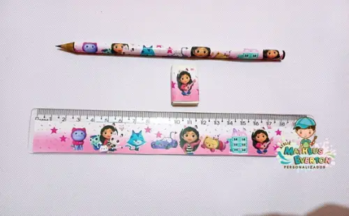50 Kits Lápis, Régua e Borracha a Casa Mágica da Gabi