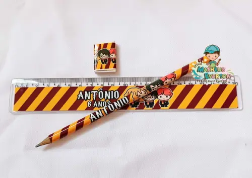 50 Kits Lápis, Régua e Borracha Personalizado Harry Potter