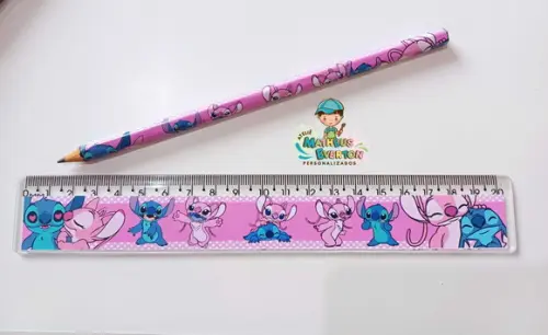 50 Lápis + 50 Réguas Personalizado Stitch