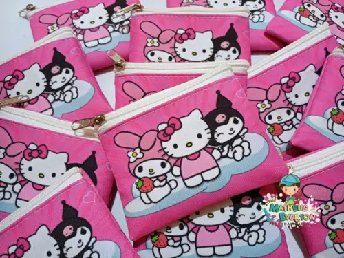 50 Porta Moedas Hello Kitty Tamanho: 10x12cm