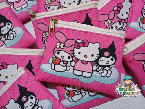 50 Porta Moedas Hello Kitty Tamanho: 10x12cm