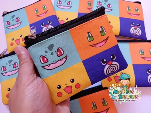 50 Porta Moedas Pokémon Tamanho: 10x12cm