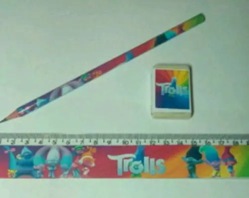 60 Kit Lapis e Regua Borracha Personalizado Trolls