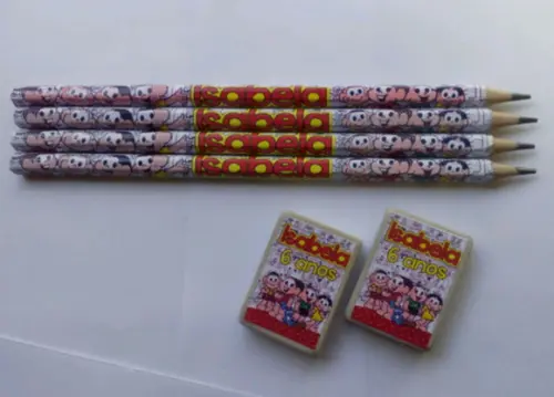 60 Lápis e Borracha Personalizado Turma da Mônica