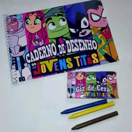 65 Caderno de Desenho e Giz de c Personalizado Jovens Titãs