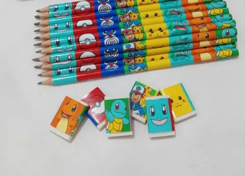 70 Kits Lápis e Borracha Personalizado Pokemon