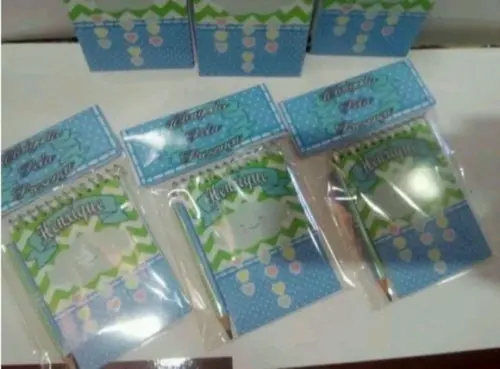 Bloquinho Personalizado Chuva De Benção + Mini Lápis