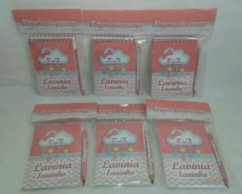 Bloquinho Personalizado Chuva de Benção + Mini Lápis