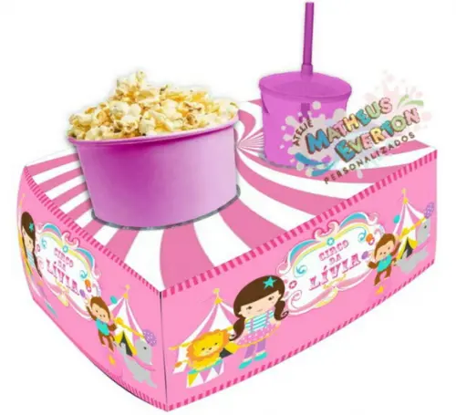 Kit Cinema Personalizado Circo Rosa (faço Outros Temas)