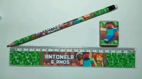 Kit Lapis e Regua Borracha Personalizado Minecreft