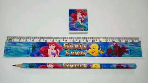 Kit Lapis e Regua Borracha Personalizado Pequena Sereia