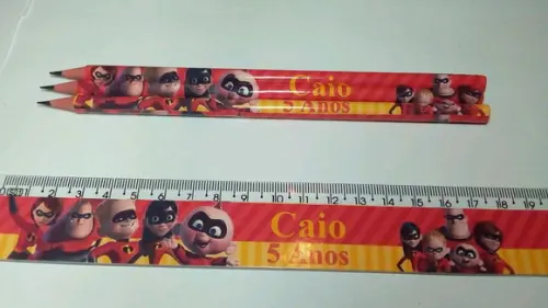 Kit Lapis E Régua Personalizado Os Incríveis