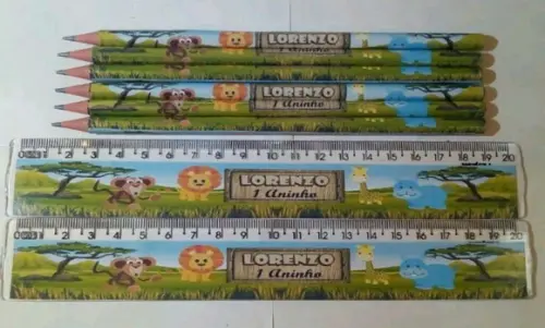 Kit Lapis E Regua Personalizado Safari