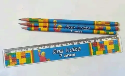 Kit Lapis e Reguas Personalizados Lego