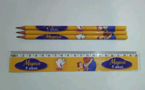 Lápis E Régua Personalizado Bella E A Fera