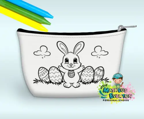 Necessaire Personalizada Coelhinho da Páscoa Colorir c/ Giz
