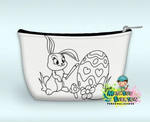 Necessaire Personalizada Coelhinho da Páscoa para Colorir