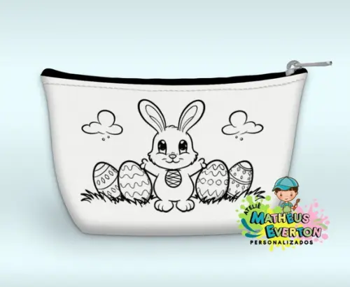Necessaire Personalizada Coelhinho da Páscoa para Colorir