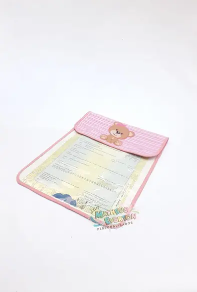 Porta Certidão de Nascimento (ursinho ou Ursinha)