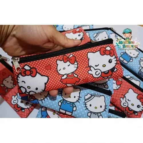 25 Estojos Slim Personalizado Hello Kitty Tam: 19x7cm