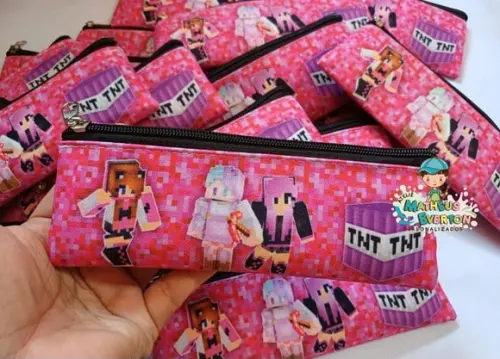 25 Estojos Slim Personalizado Minecraft Tamanho 19x7