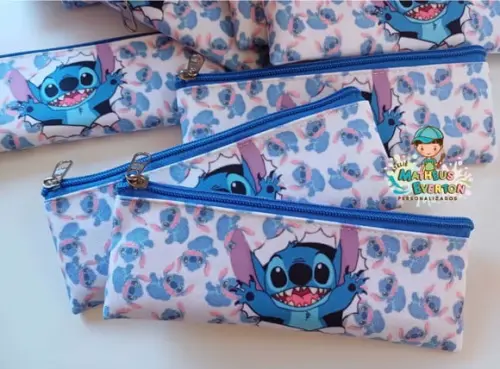 25 Estojos Slim Personalizado Stitch Tam: 19x7