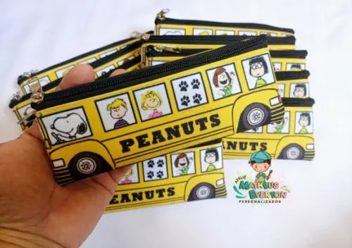 25 Estojos Slim Personalizado Snoopy Tamanho 19x7