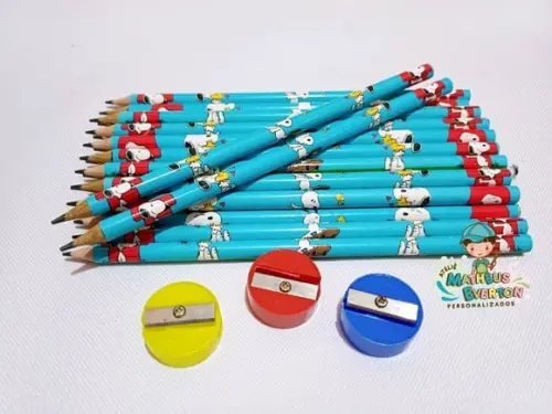 25 Kits Lápis e Apontador Personalizado Snoopy