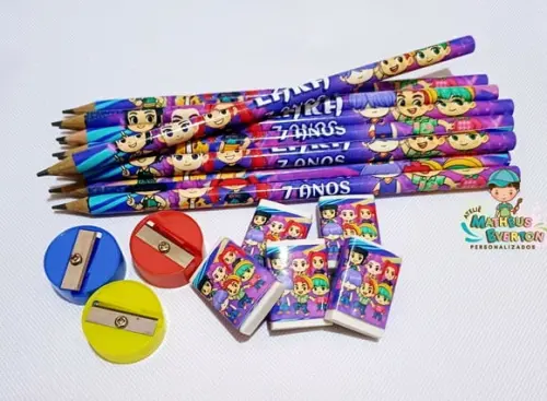 25 Kits Lápis, Borracha e Apontador Guerreiras de K-pop Cute