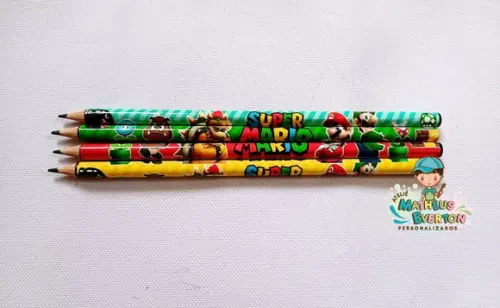 25 Lápis Personalizado Super Mario Bros