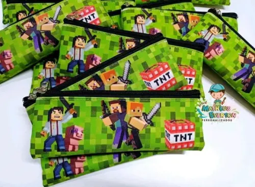 30 Estojos Slim Personalizado Minecraft Tamanho: 19x7